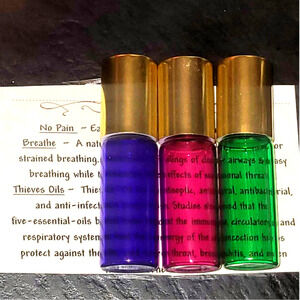 3- 5ML "Take Care" Essential Blends Roll Ons *No Pain *Breathe *Thieves Oil